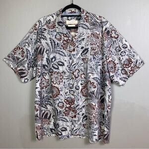 Tommy Bahama silk‎ shirt XL short sleeve nature grey GORPcore Hawaiian Dad shirt